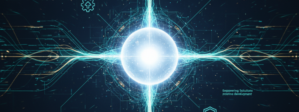 Abstract interconnected network with a central glowing node, symbolizing clarity and collaboration.